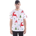 Christmas Texture, Pattern, Red, Craciun, Christmas, Snowflake, Men s Sport Mesh T-Shirt