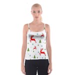 Christmas Texture, Pattern, Red, Craciun, Christmas, Snowflake, Spaghetti Strap Top