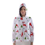 Christmas Texture, Pattern, Red, Craciun, Christmas, Snowflake, Women s Hooded Windbreaker