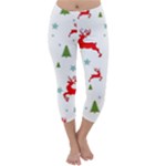 Christmas Texture, Pattern, Red, Craciun, Christmas, Snowflake, Capri Winter Leggings 