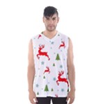 Christmas Texture, Pattern, Red, Craciun, Christmas, Snowflake, Men s Basketball Tank Top