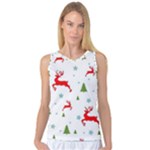 Christmas Texture, Pattern, Red, Craciun, Christmas, Snowflake, Women s Basketball Tank Top