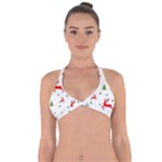 Christmas Texture, Pattern, Red, Craciun, Christmas, Snowflake, Halter Neck Bikini Top