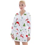 Christmas Texture, Pattern, Red, Craciun, Christmas, Snowflake, Women s Long Sleeve Casual Dress