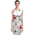 Christmas Texture, Pattern, Red, Craciun, Christmas, Snowflake, Classic Sleeveless Midi Dress