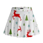 Christmas Texture, Pattern, Red, Craciun, Christmas, Snowflake, Mini Flare Skirt