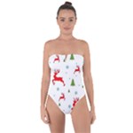 Christmas Texture, Pattern, Red, Craciun, Christmas, Snowflake, Tie Back One Piece Swimsuit