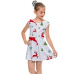 Christmas Texture, Pattern, Red, Craciun, Christmas, Snowflake, Kids  Cap Sleeve Dress