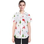 Christmas Texture, Pattern, Red, Craciun, Christmas, Snowflake, Women s Short Sleeve Shirt