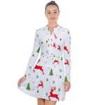 Christmas Texture, Pattern, Red, Craciun, Christmas, Snowflake, Long Sleeve Panel Dress