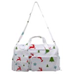 Christmas Texture, Pattern, Red, Craciun, Christmas, Snowflake, Sports Gym Duffle Bag with Shoe Compartment