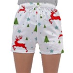 Christmas Texture, Pattern, Red, Craciun, Christmas, Snowflake, Sleepwear Shorts