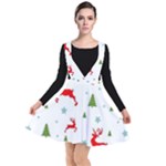 Christmas Texture, Pattern, Red, Craciun, Christmas, Snowflake, Plunge Pinafore Dress