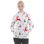 Christmas Texture, Pattern, Red, Craciun, Christmas, Snowflake, Women s Hooded Pullover