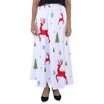 Christmas Texture, Pattern, Red, Craciun, Christmas, Snowflake, Flared Maxi Skirt