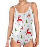 Christmas Texture, Pattern, Red, Craciun, Christmas, Snowflake, Tankini Set