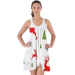 Christmas Texture, Pattern, Red, Craciun, Christmas, Snowflake, Show Some Back Chiffon Dress