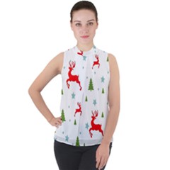 Mock Neck Chiffon Sleeveless Top 