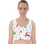 Christmas Texture, Pattern, Red, Craciun, Christmas, Snowflake, Velvet Racer Back Crop Top