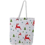 Christmas Texture, Pattern, Red, Craciun, Christmas, Snowflake, Full Print Rope Handle Tote (Large)