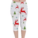 Christmas Texture, Pattern, Red, Craciun, Christmas, Snowflake, Velvet Capri Leggings 