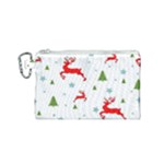 Christmas Texture, Pattern, Red, Craciun, Christmas, Snowflake, Canvas Cosmetic Bag (Small)