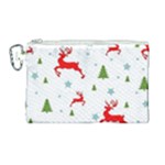 Christmas Texture, Pattern, Red, Craciun, Christmas, Snowflake, Canvas Cosmetic Bag (Large)