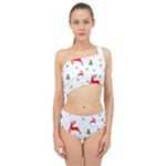 Christmas Texture, Pattern, Red, Craciun, Christmas, Snowflake, Spliced Up Two Piece Swimsuit