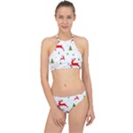 Christmas Texture, Pattern, Red, Craciun, Christmas, Snowflake, Halter Bikini Set