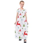 Christmas Texture, Pattern, Red, Craciun, Christmas, Snowflake, Kids  Short Sleeve Maxi Dress