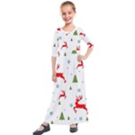 Christmas Texture, Pattern, Red, Craciun, Christmas, Snowflake, Kids  Quarter Sleeve Maxi Dress