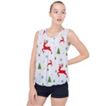 Christmas Texture, Pattern, Red, Craciun, Christmas, Snowflake, Bubble Hem Chiffon Tank Top