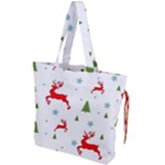 Christmas Texture, Pattern, Red, Craciun, Christmas, Snowflake, Drawstring Tote Bag