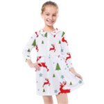 Christmas Texture, Pattern, Red, Craciun, Christmas, Snowflake, Kids  Quarter Sleeve Shirt Dress