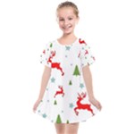 Christmas Texture, Pattern, Red, Craciun, Christmas, Snowflake, Kids  Smock Dress