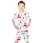 Christmas Texture, Pattern, Red, Craciun, Christmas, Snowflake, Kids  T-Shirt and Shorts Set