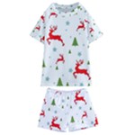 Christmas Texture, Pattern, Red, Craciun, Christmas, Snowflake, Kids  Swim T-Shirt and Shorts Set