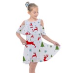 Christmas Texture, Pattern, Red, Craciun, Christmas, Snowflake, Kids  Shoulder Cutout Chiffon Dress