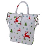 Christmas Texture, Pattern, Red, Craciun, Christmas, Snowflake, Buckle Top Tote Bag