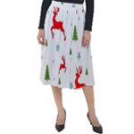 Christmas Texture, Pattern, Red, Craciun, Christmas, Snowflake, Classic Velour Midi Skirt 