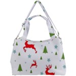 Christmas Texture, Pattern, Red, Craciun, Christmas, Snowflake, Double Compartment Shoulder Bag