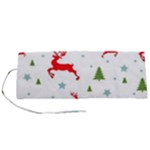 Christmas Texture, Pattern, Red, Craciun, Christmas, Snowflake, Roll Up Canvas Pencil Holder (S)