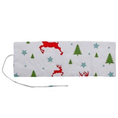 Christmas Texture, Pattern, Red, Craciun, Christmas, Snowflake, Roll Up Canvas Pencil Holder (M) from ArtsNow.com