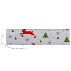 Christmas Texture, Pattern, Red, Craciun, Christmas, Snowflake, Roll Up Canvas Pencil Holder (L) from ArtsNow.com