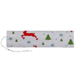 Christmas Texture, Pattern, Red, Craciun, Christmas, Snowflake, Roll Up Canvas Pencil Holder (L)