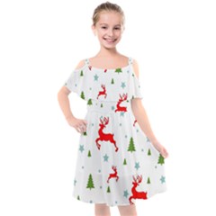 Kids  Cut Out Shoulders Chiffon Dress 