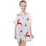 Christmas Texture, Pattern, Red, Craciun, Christmas, Snowflake, Kids  One Piece Chiffon Dress