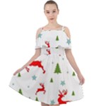 Christmas Texture, Pattern, Red, Craciun, Christmas, Snowflake, Cut Out Shoulders Dress