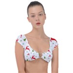 Christmas Texture, Pattern, Red, Craciun, Christmas, Snowflake, Cap Sleeve Ring Bikini Top