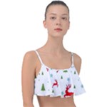 Christmas Texture, Pattern, Red, Craciun, Christmas, Snowflake, Frill Bikini Top